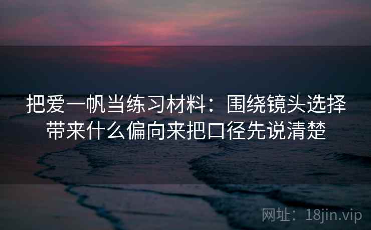 把爱一帆当练习材料：围绕镜头选择带来什么偏向来把口径先说清楚